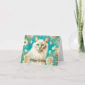 Lila Lynx Point Siamese Portrait Art Verjaardag Kaart (Voorkant)