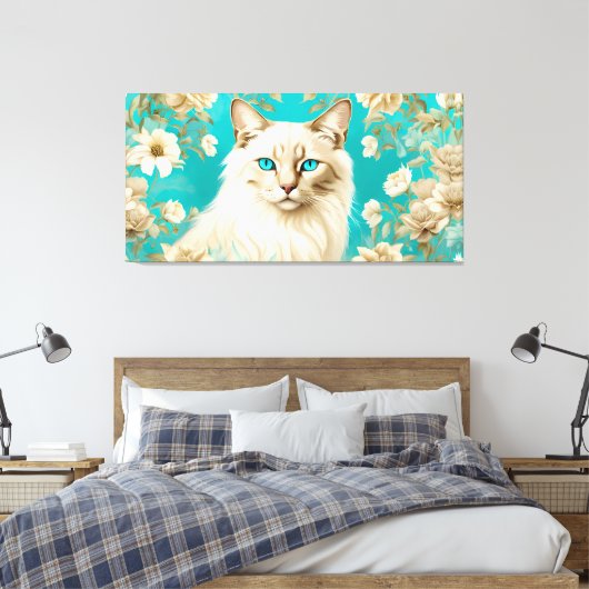 Lila Lynx Point Siamese portretkunst Canvas Afdruk (Insitu (Slaapkamer))