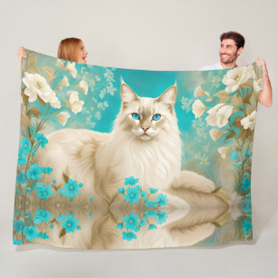 Lila Lynx Point Siamese portretkunst Fleece Deken