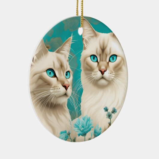 Lila Lynx Point Siamese portretkunst Keramisch Ornament (Rechts)