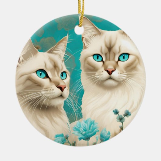 Lila Lynx Point Siamese portretkunst Keramisch Ornament (Voorkant)