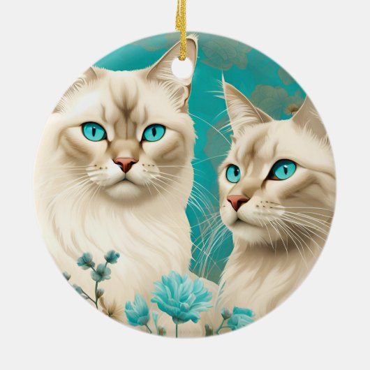 Lila Lynx Point Siamese portretkunst Keramisch Ornament (Achterkant)