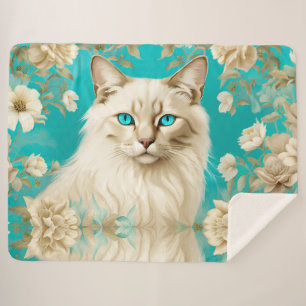 Lila Lynx Point Siamese portretkunst Sherpa Deken
