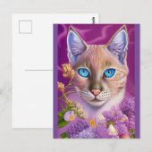 Lila Lynx-punt Siamese kat in paars Briefkaart (Voorkant / Achterkant)