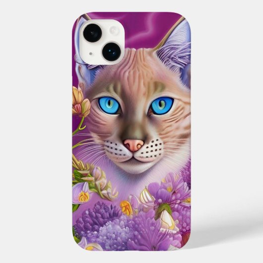 Lila Lynx-punt Siamese kat in paars Case-Mate iPhone Case (Achterkant)