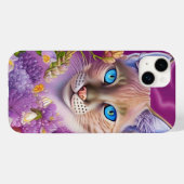Lila Lynx-punt Siamese kat in paars Case-Mate iPhone Case (Achterkant (horizontaal))