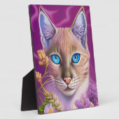 Lila Lynx-punt Siamese kat in paars Fotoplaat (Zijkant)