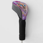 Lila Lynx-punt Siamese kat in paars Golfheadcover (Schuin)