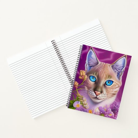 Lila Lynx-punt Siamese kat in paars Notitieboek (Binnen)