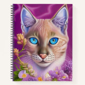 Lila Lynx-punt Siamese kat in paars Notitieboek (Voorkant)