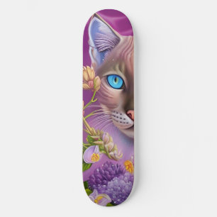 Lila Lynx-punt Siamese kat in paars Persoonlijk Skateboard