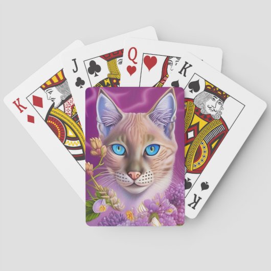Lila Lynx-punt Siamese kat in paars Pokerkaarten (Achterkant)