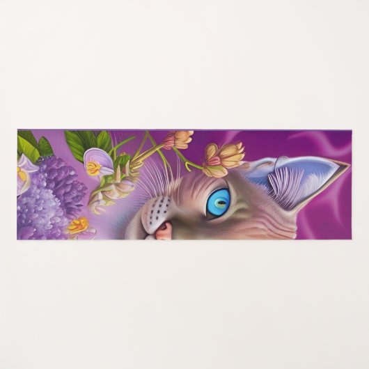 Lila Lynx-punt Siamese kat in paars Yogamat (Voorkant (horizontaal))