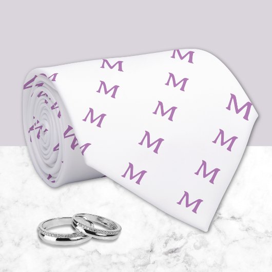 Lila Maatwerk Monogram  Stropdas