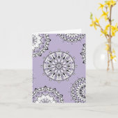 Lila Mandalas 2 gevouwen Wenskaart Kaart (Gele Bloem)