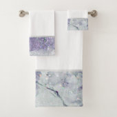 LILA MARBLE SILVER 2 BATHROOM TOWEL SET BAD HANDDOEK (Insitu)
