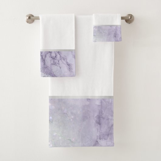 LILA MARBLE SILVER BATHROOM TOWEL SET BAD HANDDOEK (Insitu)