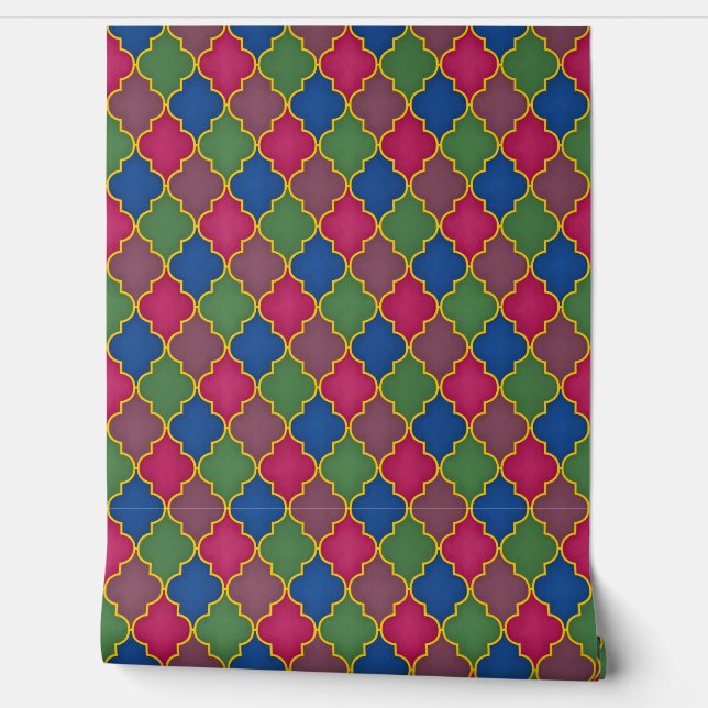 Lila Marokkaans rooster geometrisch Behang (Afrollen)