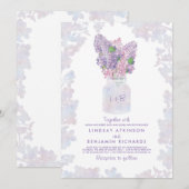 Lila Mason Jar | Bloemen Waterverf rustieke bruilo Kaart (Voorkant / Achterkant)