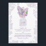 Lila Mason Jar | Bloemen Waterverf rustieke bruilo Kaart<br><div class="desc">Bloemen waterverf - lila's en metselaar pot rustieke bruiloft uitnodigingen</div>