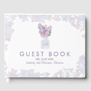 Lila Mason Jar Boeket Bloemen Waterverven Gastenboek