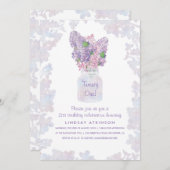 Lila Mason Jar | Waterverf Bloemen Verjaardagsfees Kaart (Voorkant / Achterkant)