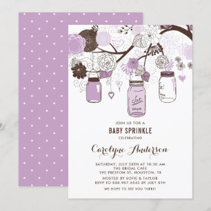 Lila Mason Jars en Flowers Baby Sprinkle Kaart