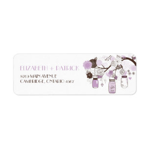 Lila Mason Jars Floral Wedding Address Label