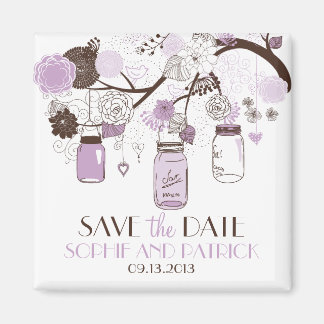 Lila Mason Jars & Flowers Save the Date Magnet