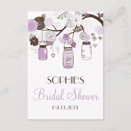 Lila Mason Jars Vrijgezellenfeest Enclosure Card Informatiekaartje (Voorkant)