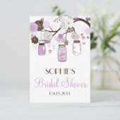 Lila Mason Jars Vrijgezellenfeest Enclosure Card Informatiekaartje (Staand voorkant)