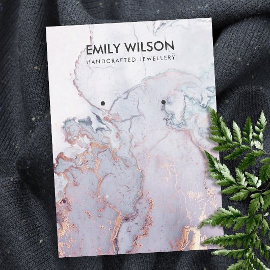 LILA MAUVE BLUE AGATE MARBLE EARRING DISPLAY VISITEKAARTJE