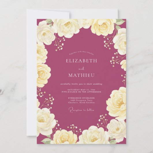 Lila Mauve Crème Ranunculus Eucalyptus Bruiloft Kaart (Voorkant)