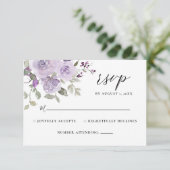 Lila Mauve Dusty Paarse Boho Floral Wedding RSVP (Staand voorkant)