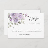 Lila Mauve Dusty Paarse Boho Floral Wedding RSVP (Voorkant / Achterkant)