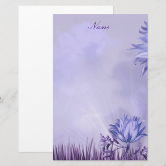 Lila Mauve Flower Briefpapier (Voorkant / Achterkant)