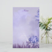 Lila Mauve Flower Briefpapier (Staand voorkant)