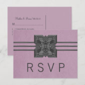 Lila Medallion Border RSVP Briefkaart (Voorkant / Achterkant)