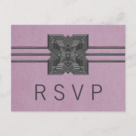 Lila Medallion Border RSVP Briefkaart (Voorkant)