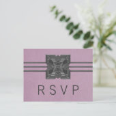 Lila Medallion Border RSVP Briefkaart (Staand voorkant)