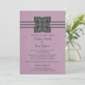 Lila Medallion Border Wedding Invite Kaart (Staand voorkant)