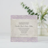 Lila met grijs  Frans Regency Lace Etched Kaart (Staand voorkant)