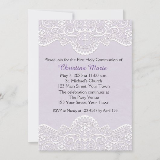 Lila met Lace, Cross, Religie Kaart (Voorkant)