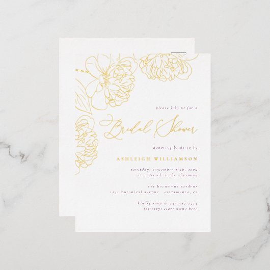 Lila minimalistisch handgetekend Vrijgezellenfeest Folie Uitnodiging Briefkaart (Voorkant / Achterkant)