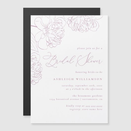 Lila minimalistisch handgetekend Vrijgezellenfeest Magnetische Uitnodiging (Voorkant / Achterkant)