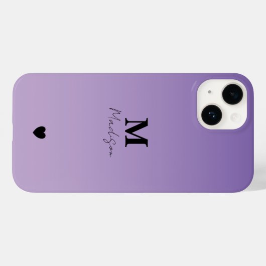 Lila minimalistisch monogram naam Case-Mate iPhone case (Achterkant (horizontaal))