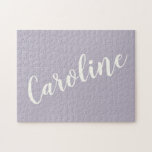 Lila minimalistische kalligrafie - Aangepaste naam Legpuzzel<br><div class="desc">Dusty Lila Minimalist Calligraphy Personalised Name Puzzle</div>