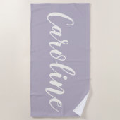 Lila minimalistische kalligrafie - Aangepaste naam Strandlaken (Voorkant)