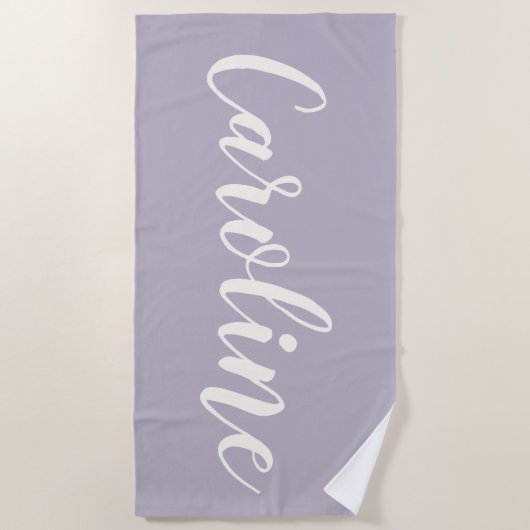 Lila minimalistische kalligrafie - Aangepaste naam Strandlaken (Voorkant)