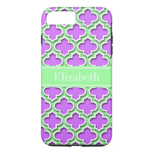 Lila, Mint Green Moroccan #5DS Mint Name Monogram iPhone 8/7 Plus Hoesje